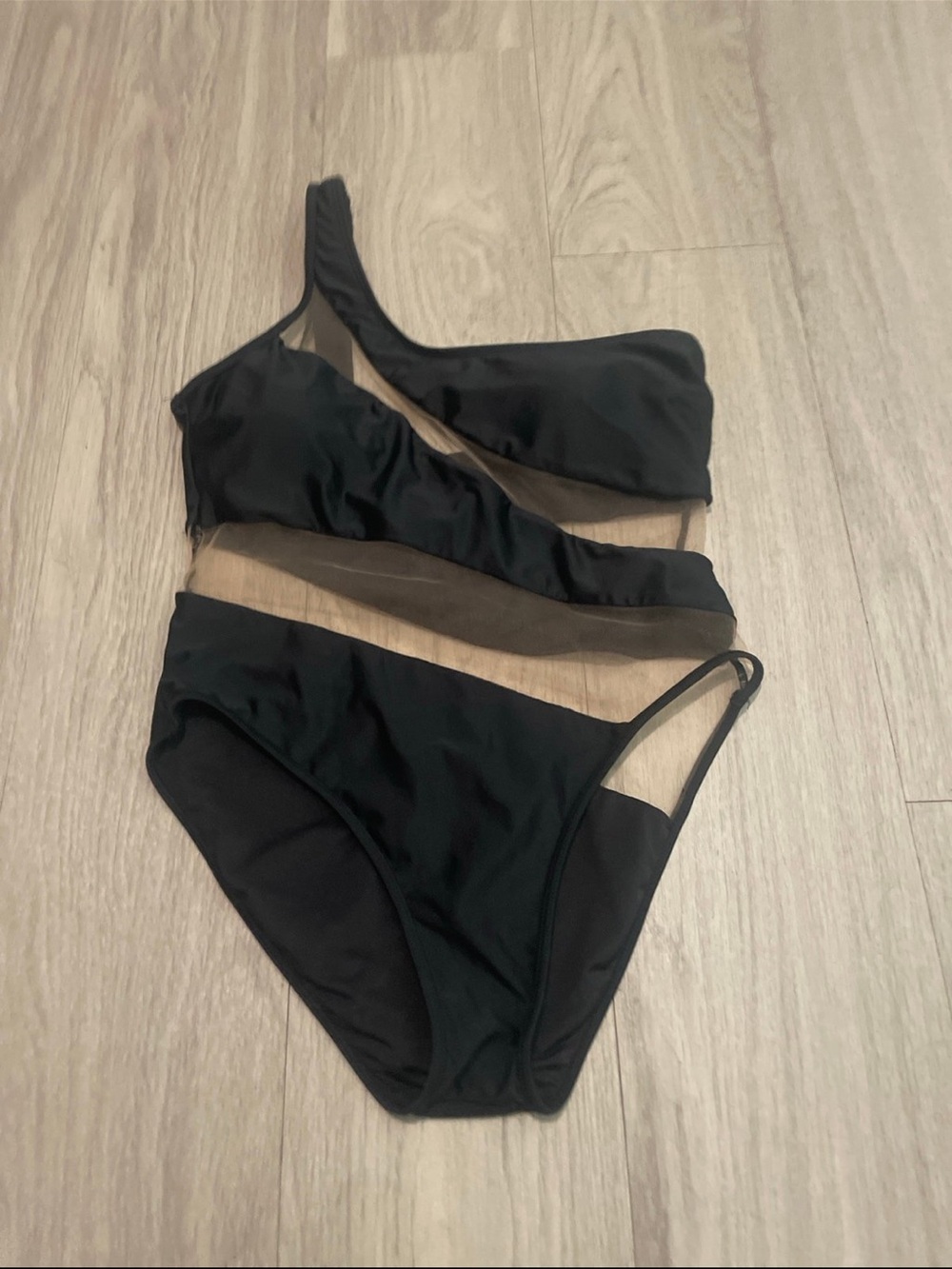 Black One-Shoulder Cutout Women's Swimsuit